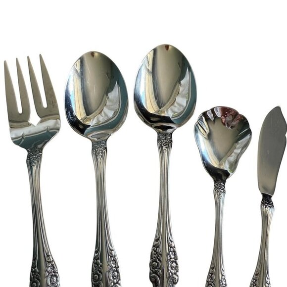 5 Pc Serving Set SSS Oneida Pembrooke Renoir Stainless Flatware Vintage - Picture 4 of 10
